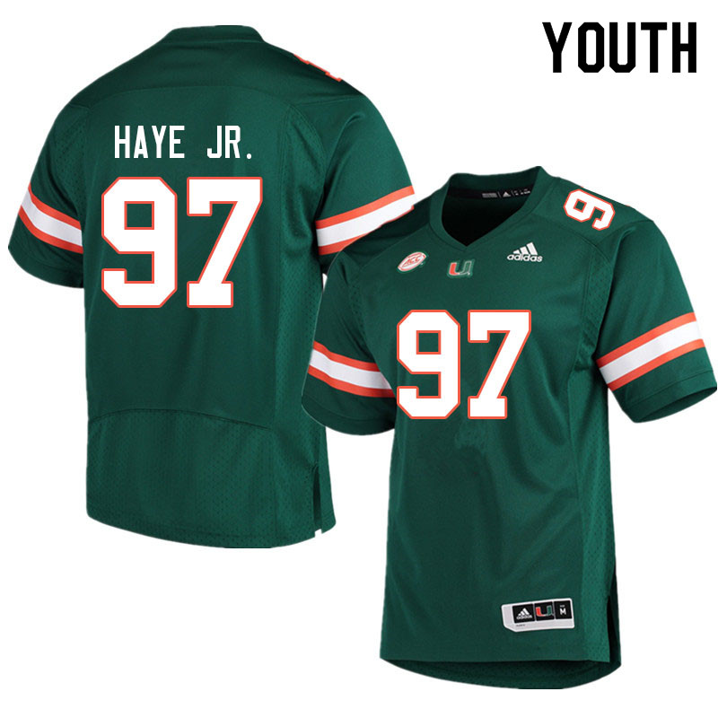 Youth #97 Allan Haye Jr. Miami Hurricanes College Football Jerseys Sale-Green - Click Image to Close